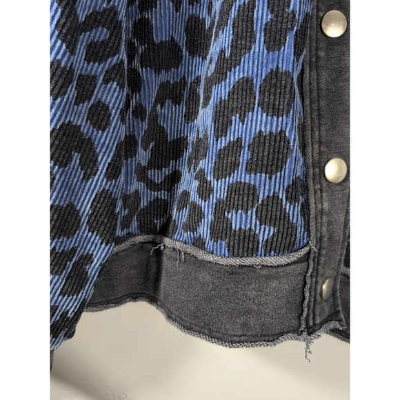 WHITE BIRCH ANIMAL PRINT Blue & Black CHEETAH corduroy jacket SHIRT  SHACKET XL - Picture 5 of 11